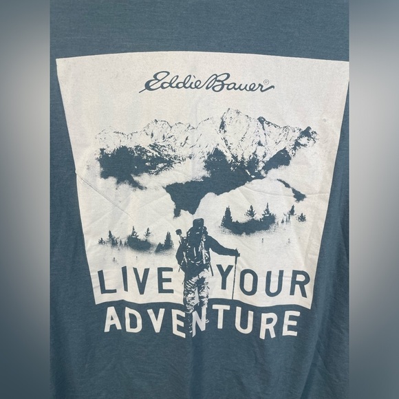 Eddie Bauer Blue “Live Your Adventure” Graphic Short Sleeve Shirt XL Men’s GUC - Picture 8 of 12